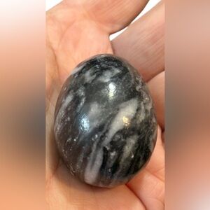 Black and White Zebra Marble Palm Stone 51g Polished Natural Crystal